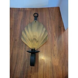 Vintage Mid Century Modern Shell Clam Gold Black Wall Sconce